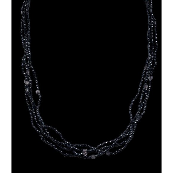 Simple Gothic Glass Beaded Multilayer Necklace With Subtle Metallic Finish - Picture 4 of 5